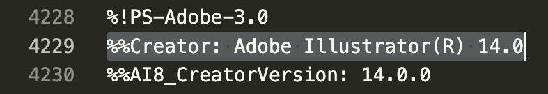 Illustratorの互換バージョンが書かれている部分